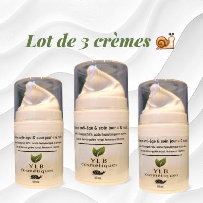 Lot 3 Crèmes visage anti-âge enrichie en extrait de bave d'escargot 50% YLB